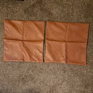 Brown Faux Leather Pillow Covers 18x18 set of 2